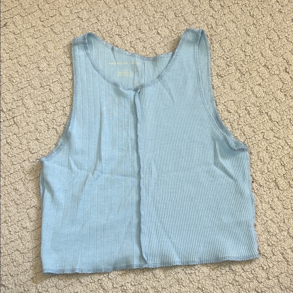 American Eagle Outfitters Sky Blue Mixed Rib Tank